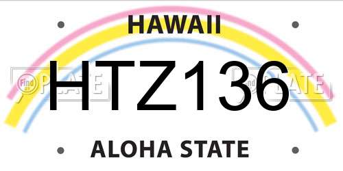 HTZ136 Hawaii License Plate