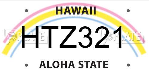HTZ321 Hawaii License Plate