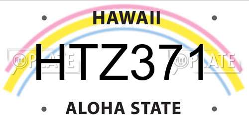 HTZ371 Hawaii License Plate