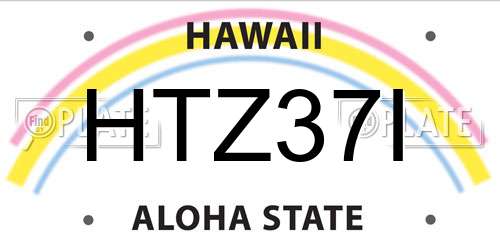 HTZ37I Hawaii License Plate