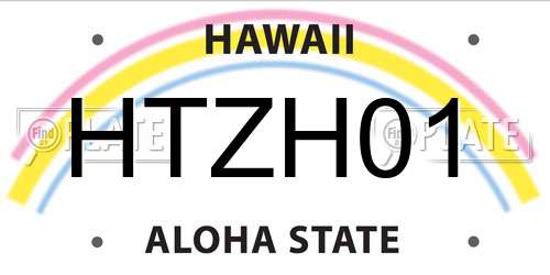 HTZH01 Hawaii License Plate