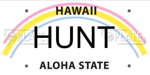 HUNT Hawaii License Plate