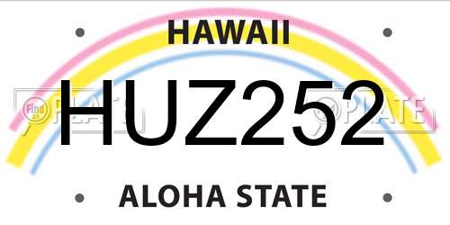 HUZ252 Hawaii License Plate