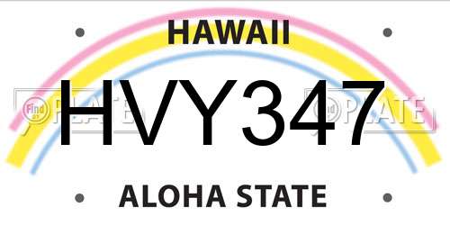 HVY347 Hawaii License Plate