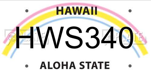 HWS340 Hawaii License Plate