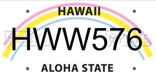 HWW576 Hawaii License Plate