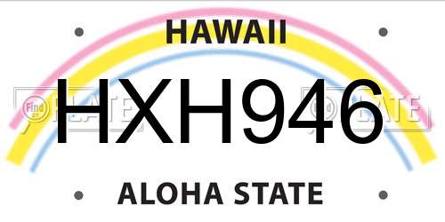 HXH946 Hawaii License Plate