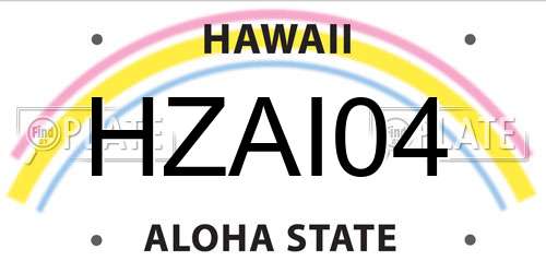 HZAI04 Hawaii License Plate