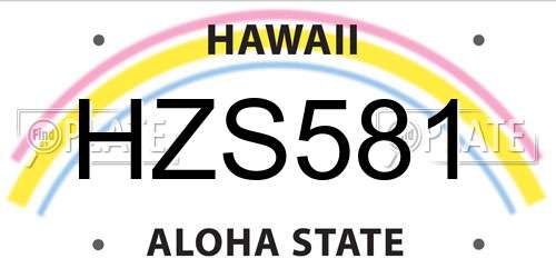 HZS581 Hawaii License Plate