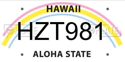 HZT981 Hawaii License Plate