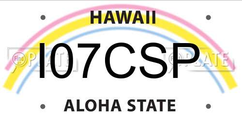 I07CSP Hawaii License Plate