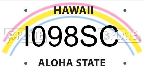 I098SC Hawaii License Plate