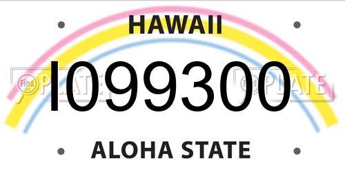 I099300 Hawaii License Plate