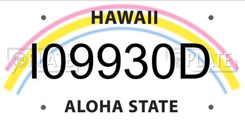 I09930D Hawaii License Plate
