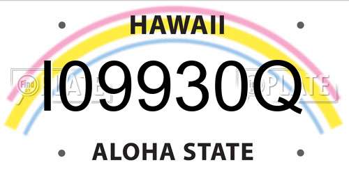 I09930Q Hawaii License Plate