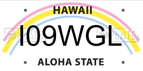 I09WGL Hawaii License Plate
