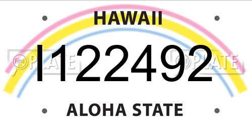 I122492 Hawaii License Plate
