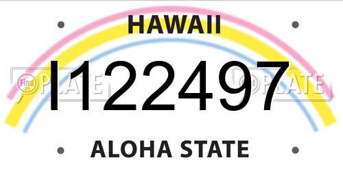 I122497 Hawaii License Plate