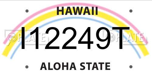 I12249T Hawaii License Plate