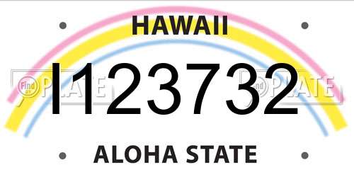 I123732 Hawaii License Plate