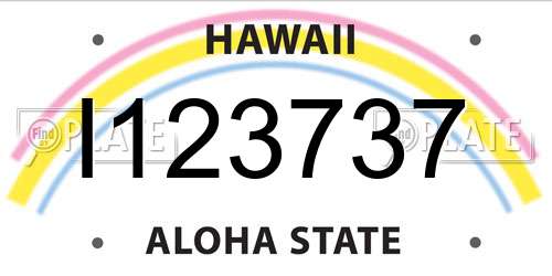 I123737 Hawaii License Plate