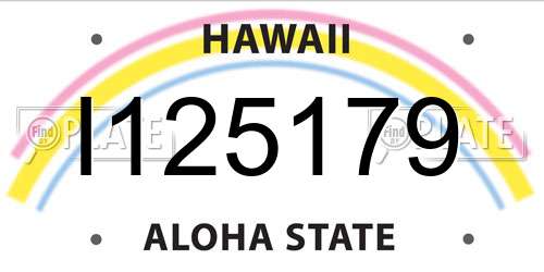 I125179 Hawaii License Plate