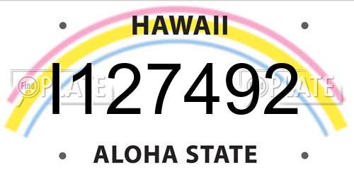I127492 Hawaii License Plate
