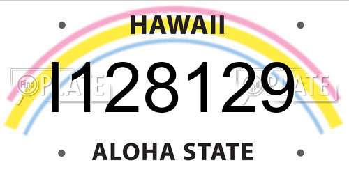 I128129 Hawaii License Plate