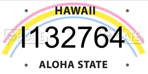I132764 Hawaii License Plate