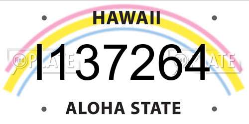 I137264 Hawaii License Plate