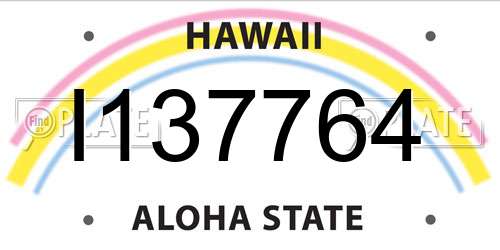 I137764 Hawaii License Plate
