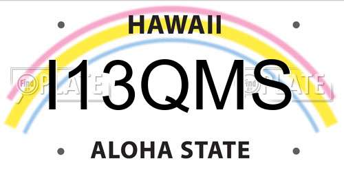I13QMS Hawaii License Plate