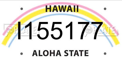 I155177 Hawaii License Plate