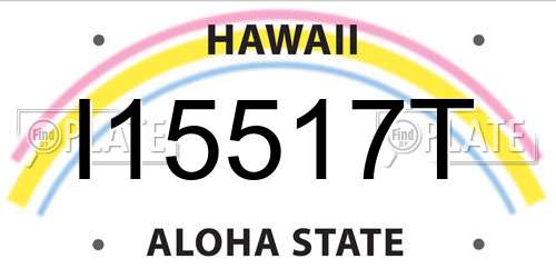 I15517T Hawaii License Plate