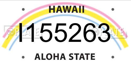 I155263 Hawaii License Plate