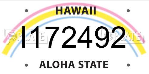 I172492 Hawaii License Plate