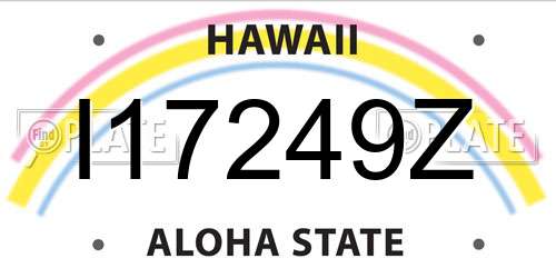 I17249Z Hawaii License Plate
