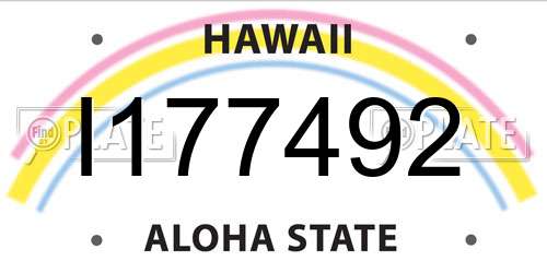 I177492 Hawaii License Plate