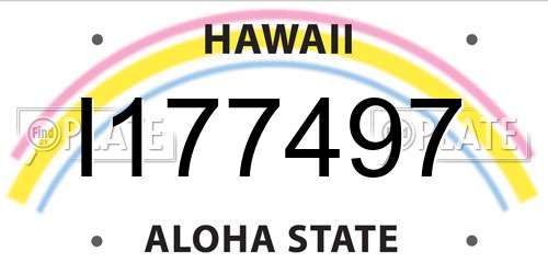 I177497 Hawaii License Plate