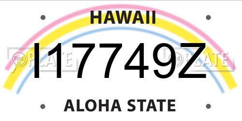 I17749Z Hawaii License Plate