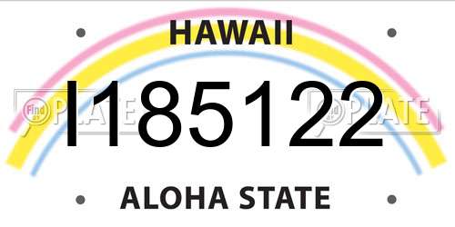 I185122 Hawaii License Plate