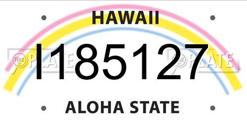 I185127 Hawaii License Plate
