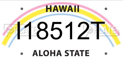 I18512T Hawaii License Plate