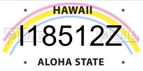 I18512Z Hawaii License Plate