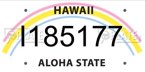 I185177 Hawaii License Plate