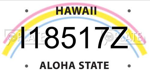 I18517Z Hawaii License Plate
