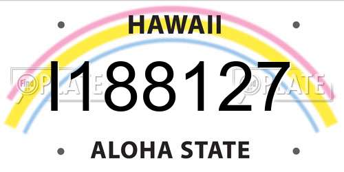 I188127 Hawaii License Plate