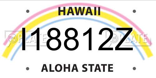 I18812Z Hawaii License Plate