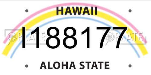 I188177 Hawaii License Plate