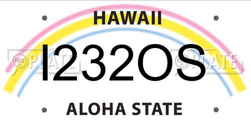 I232OS Hawaii License Plate